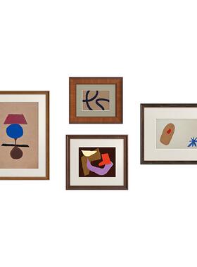 现代法式欧复古组抽象艺术客厅饰画北装中古风玄关斗ht0740柜书房