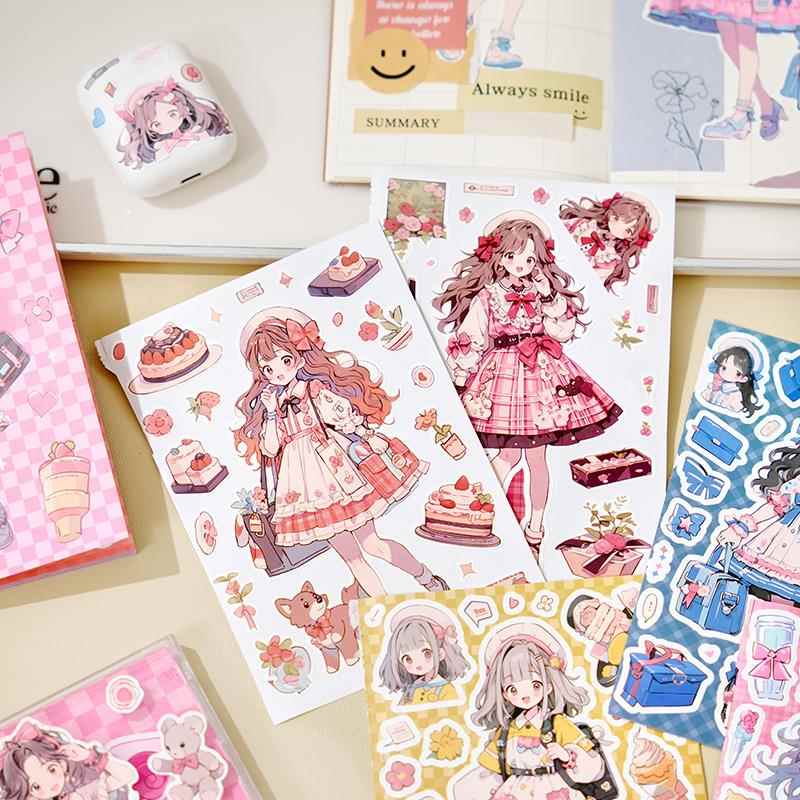 电音少女甜酷风domi贴纸书国产y2k漫画人物手帐ins咕卡素材贴纸本