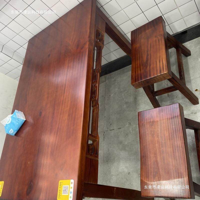 实木面馆桌椅组合餐馆快餐桌商用复古碳化防腐拉面桌凳中式桌子桌