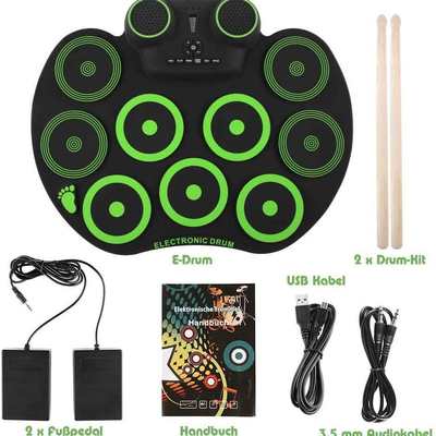 手卷架子鼓便携桌面鼓垫支持电鼓DTX游戏内置锂电手卷电子鼓