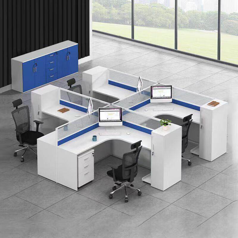 屏风工位办公桌椅组合职员电脑桌隔断卡位干子型工作台带衣柜现代