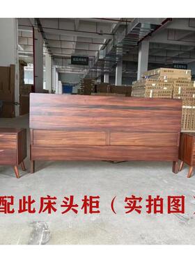 黑胡木实木床北风家用1.URA8米主卧双欧人桃床储卧室简约物床婚床