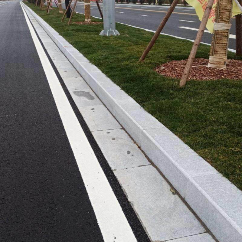 芝麻白灰花岗岩大理石路牙侧石路沿树池树围石火烧面荔枝面路缘石
