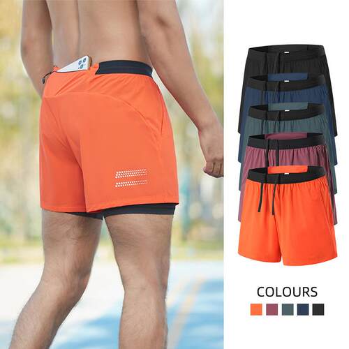 Running shorts men's double lined shorts, outdoor marathon