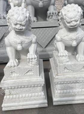 石狮子狮子石雕看门青砂石别墅庭院家用摆件门口一对青石招财镇宅