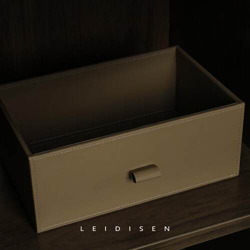 高级感衣帽间首饰整理抽屉式皮革收纳箱盒轻奢定制家具配套软装