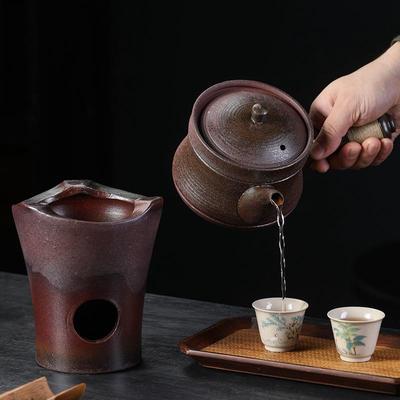 侧把红泥大口手工砂煮茶壶窑变秦和铫窑跳变盖家用烧水具泡茶壶炭