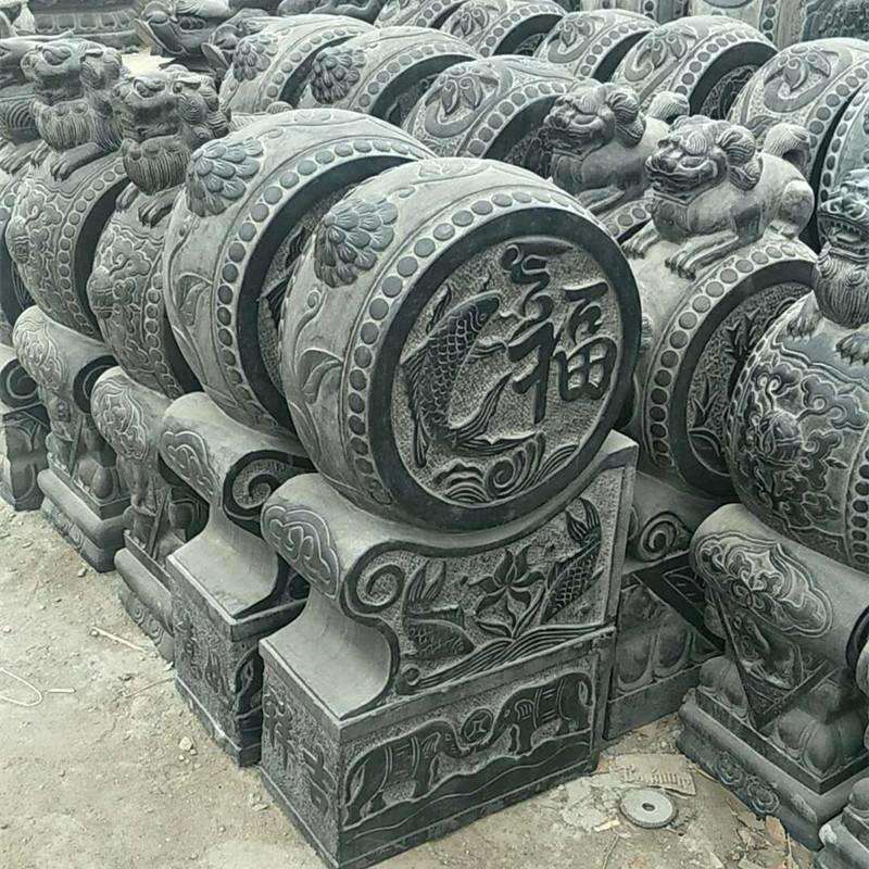 门墩石门墩抱鼓石仿古门口石鼓成对现货出售青石做旧仿古