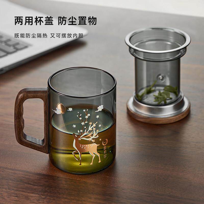 耐高温玻璃泡茶杯茶水分离男办公室茶道喝茶杯子个人专用高档水杯