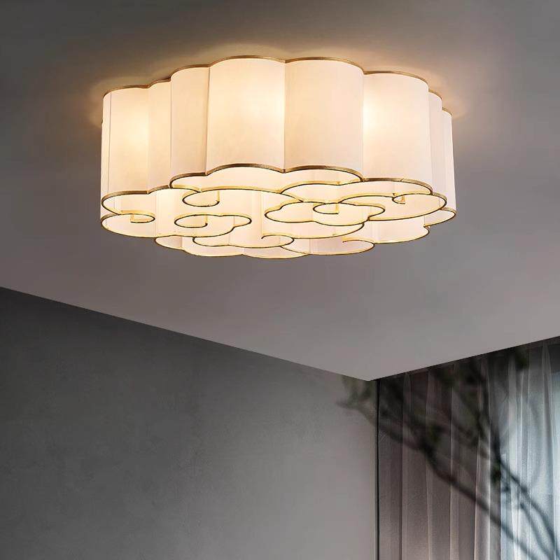 新中式祥云吸顶灯现代简约客厅灯仿羊皮会所圆形灯酒店大堂工程灯