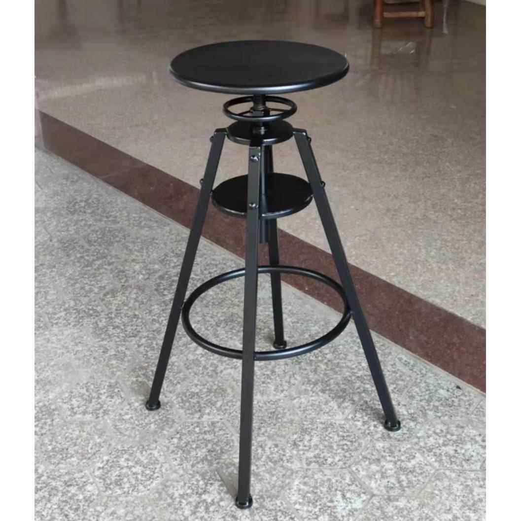 美式铁艺升降椅吧台椅实复古酒吧高脚椅酒吧椅铁艺实木转椅吧凳