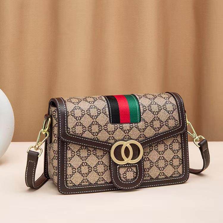 香港潮牌包包女轻奢小众高级感斜挎老花包女士时尚宽带单肩信封包