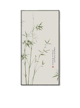 新中式玄关装饰画原木风入户正对门走廊过道竹子挂画寓意禅意壁画