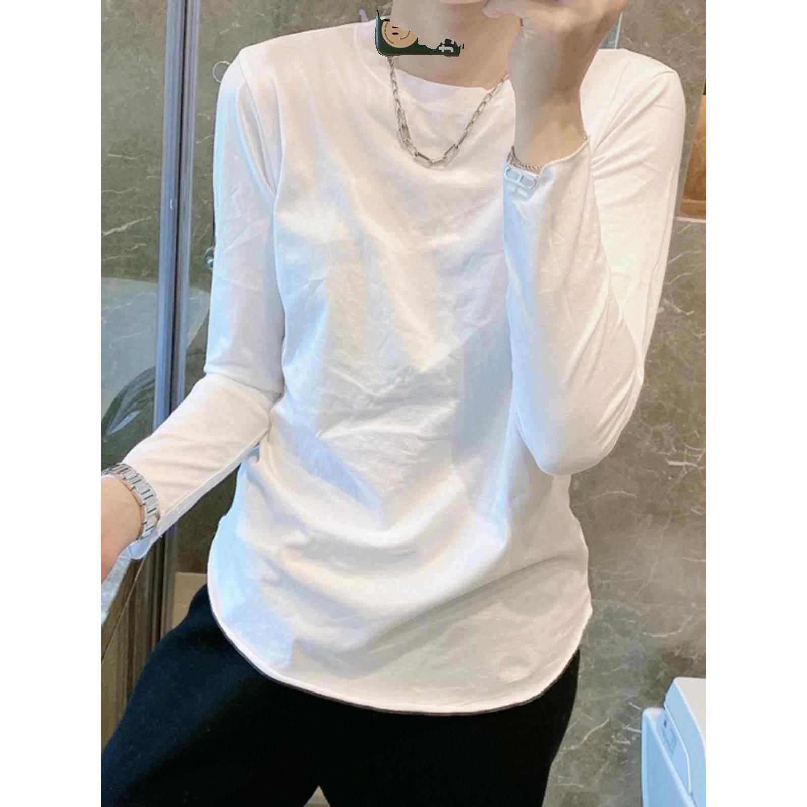 韩国白色长袖t恤女2025年春秋季女装内搭打底衫上衣服潮中长款潮