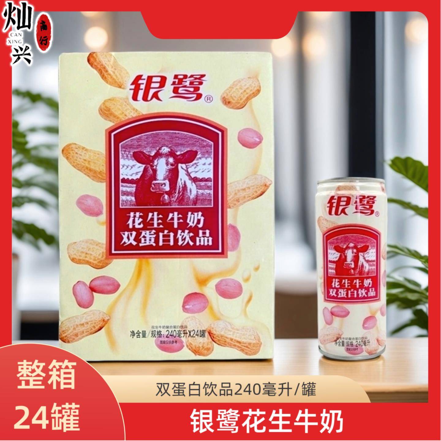 银鹭花生牛奶铁罐装双蛋白饮品240ml*24罐整箱复合蛋白饮料潮汕版