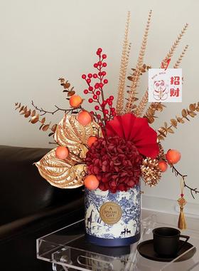 ladylike 乔迁新居礼品福桶插花 新年抱抱桶花束节日订婚装饰摆件