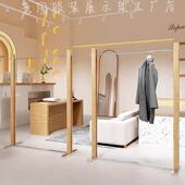 手店高级女装 中岛架衣服陈列架买 橱窗展示架原木色 店落地式 服装