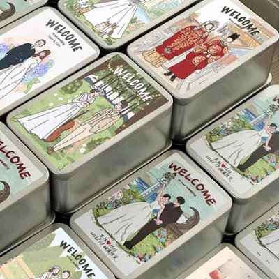 喜糖盒铁盒2024新款糖盒结婚领证马口铁空盒高级感喜糖盒子桌糖盒