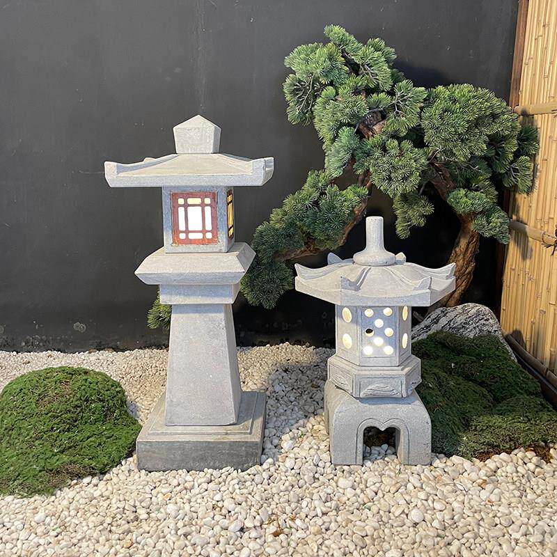 石灯庭院太阳能石灯笼彷古中式石头灯户外电石灯造景草坪石雕摆件