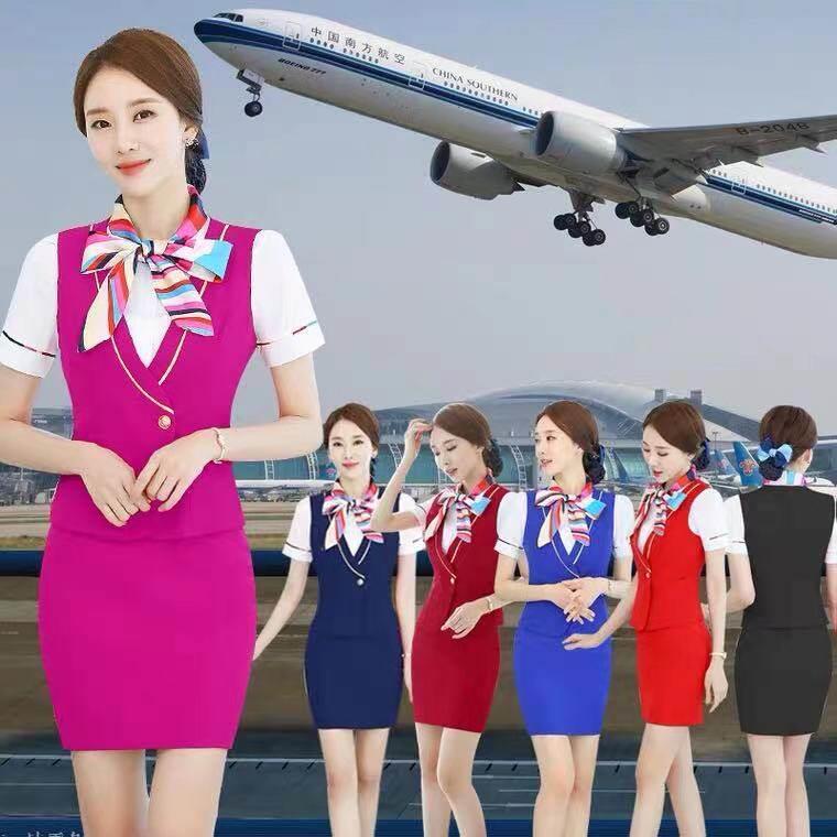 空姐制服职业套装马甲套裙女航空学院艺校酒店前台美容师工作服女