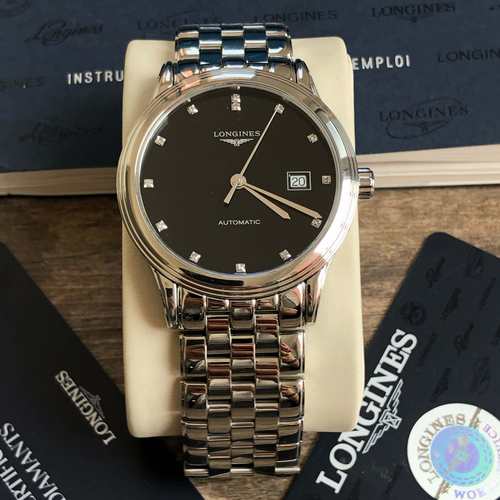 盒证[9.8新]浪琴军旗系列精钢自动机械手表40MM男表L4.984.4.57.6