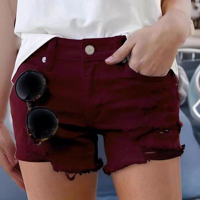 jeans washed waisted high shorts ripped washed casual women