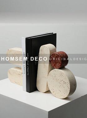 覆古小生境彷石灰华几何艺术饰品模型房客厅书房展示柜书柜软家具