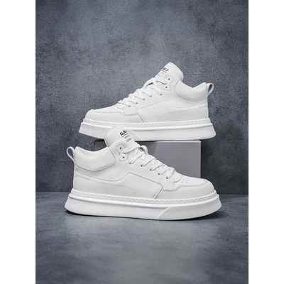 欧洲站经典黑白高帮男鞋2025秋冬新款厚底增高舒适百搭潮板鞋男款
