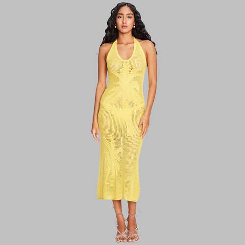 Strap texture hollow out low neck chest revealing tight