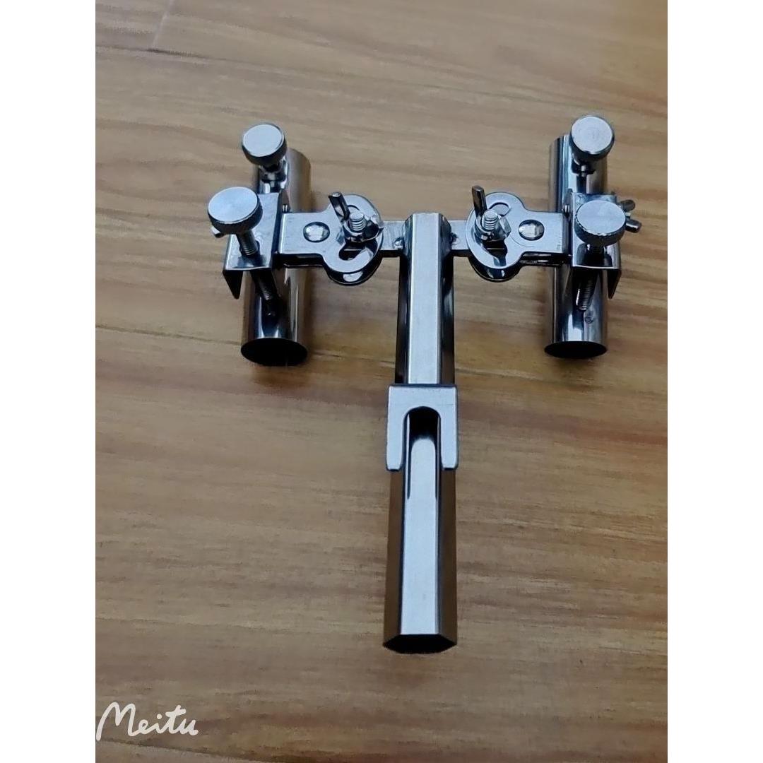 不锈钢钓箱双炮台支架加厚钓椅万向双头架座鱼竿钓鱼双杆架杆杆架