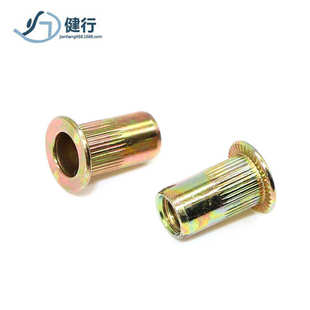 M6拉铆螺母M8半六角铆螺母M10平头竖纹螺帽镀彩锌螺丝帽厂家批发