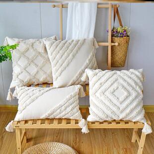 Cushion Sofa Tufted Bohemian抱枕套 with Tassel Cover Premium