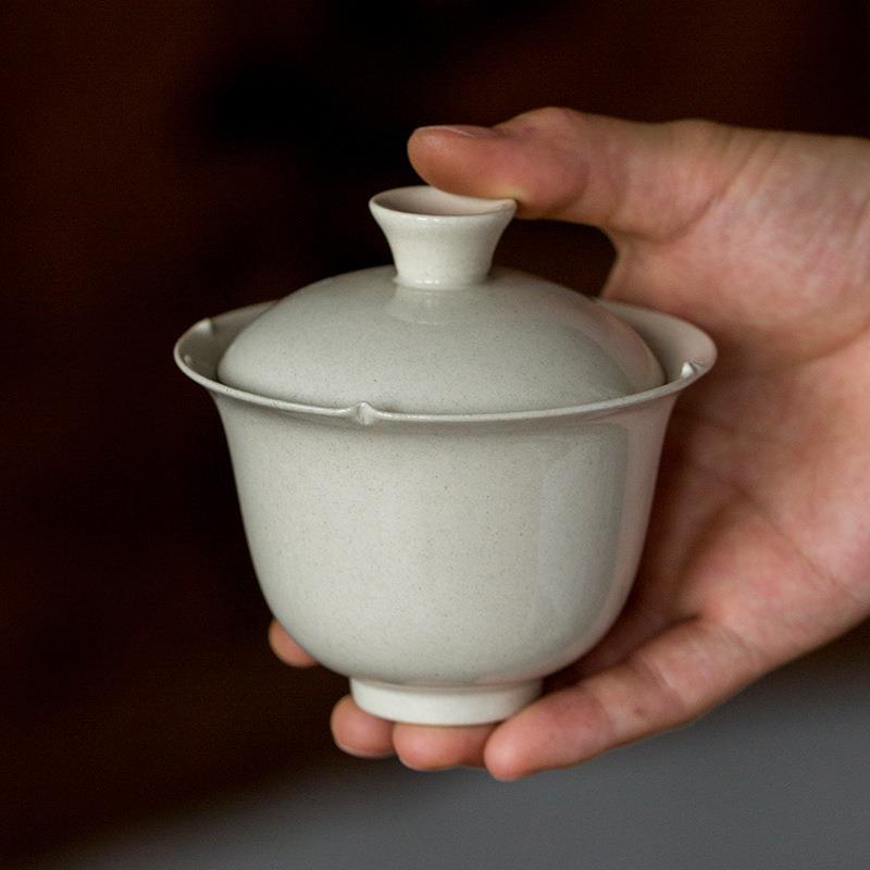 草木灰盖碗手作陶瓷盖碗日式泡茶杯手抓茶碗茶道零配家用茶具