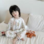 连身无骨男女空调房睡衣 宝宝分腿防踢被儿童短袖 婴儿睡袋夏季 薄款
