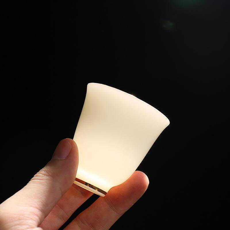 羊脂玉白瓷品茗茶杯审评碗 陶瓷功夫三才盖碗杯垫公道杯过滤