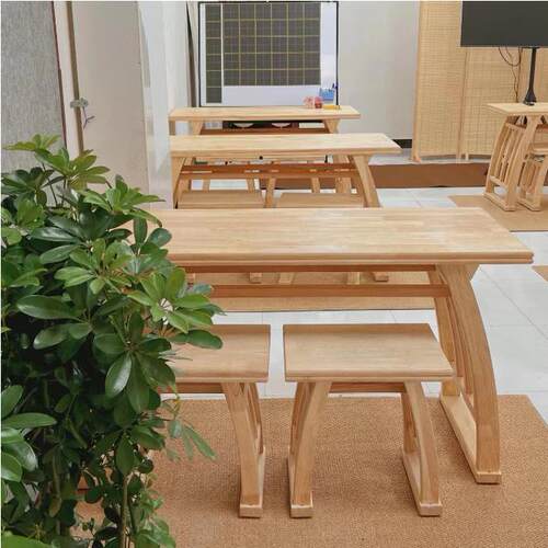 A8L新中式实木国学桌马鞍桌培训班课桌椅幼儿园仿古书画桌学生书