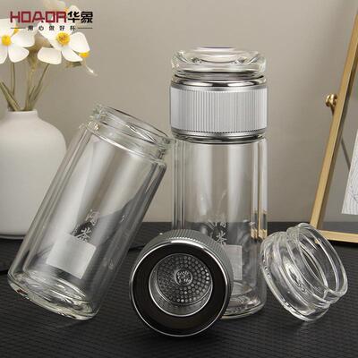 华象2062茶商水离泡茶2062杯双层耐热玻璃分杯务办杯公花茶杯便携