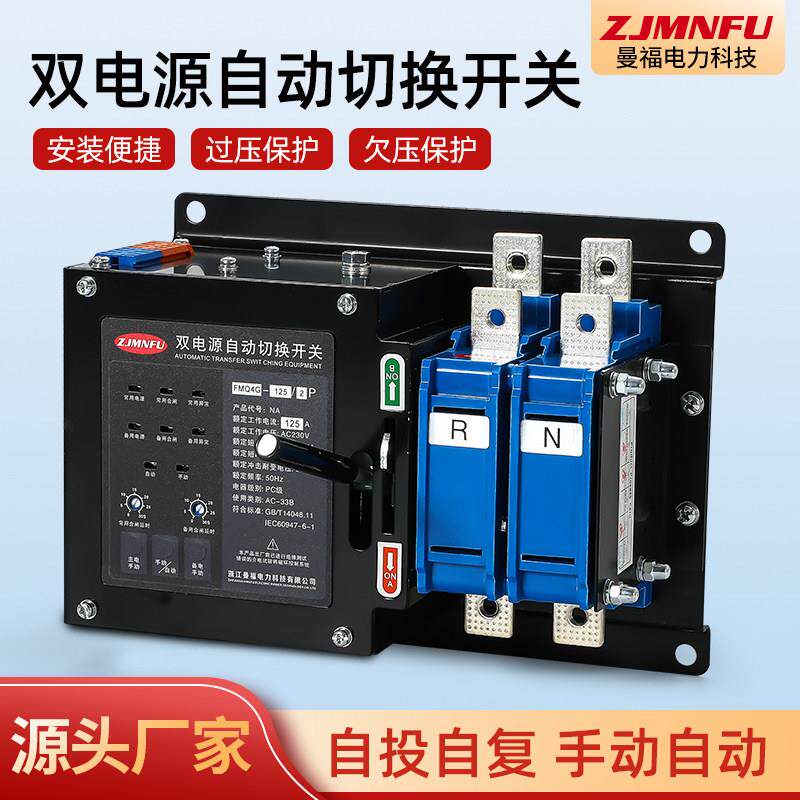 220V双电源切换电源自动转换器FMQ4G-125A-2P单相电PC级智能型ATS