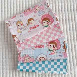 不二家牛奶妹公主印花布卡通纯棉布面料儿童床品抱枕玩偶布艺布料
