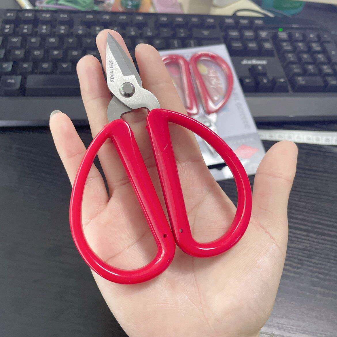 不锈钢指甲剪刀塑柄超锋利手工剪工艺小剪子可剪细铁丝家用短嘴剪图片