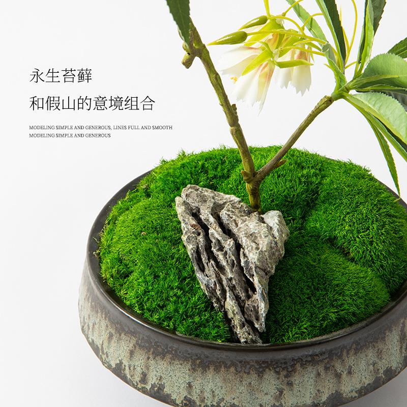 新中式茶桌摆花样板间茶室花架假花摆设饭店家具桌花仿真花艺摆件