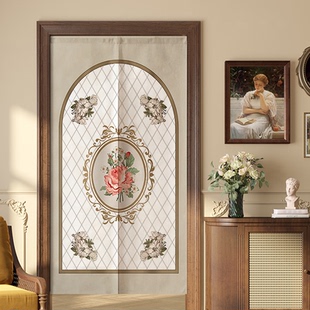 加厚双面轻奢复古高级感门帘隔断帘半帘法式卧室房间免打孔遮挡帘