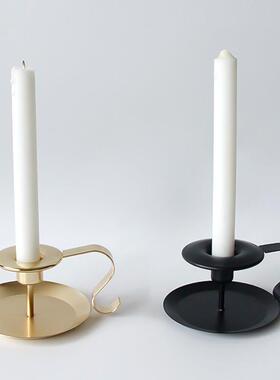 欧式铁艺烛台手提便携家居复古烛光晚餐西餐厅摆件蜡烛托婚庆道具