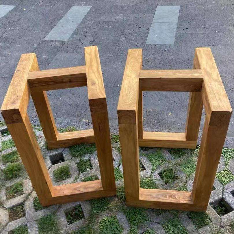 老榆木实木桌腿桌脚大板支架桌架餐桌腿木质脚工字架家用茶台腿