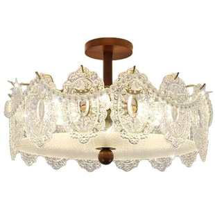 法式 轻奢卧室护眼灯中古风客厅高级感胡桃木色珍珠玻璃书房间灯具