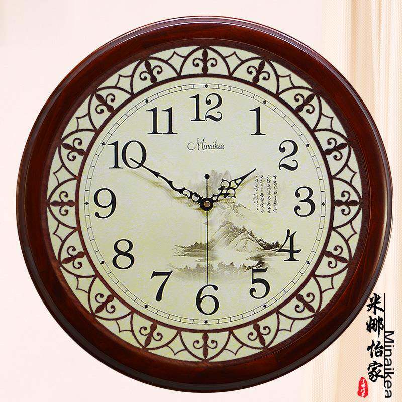 中式表仿古大号钟静F945挂音挂木钟实现代田园客厅静音英石钟时尚