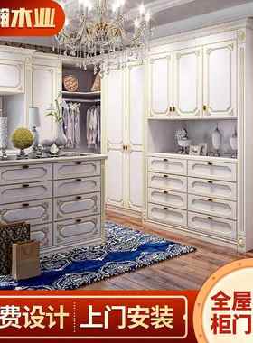 简约欧式白色衣柜定-制木质壁橱橱柜柜门销售组装板式储物大衣柜