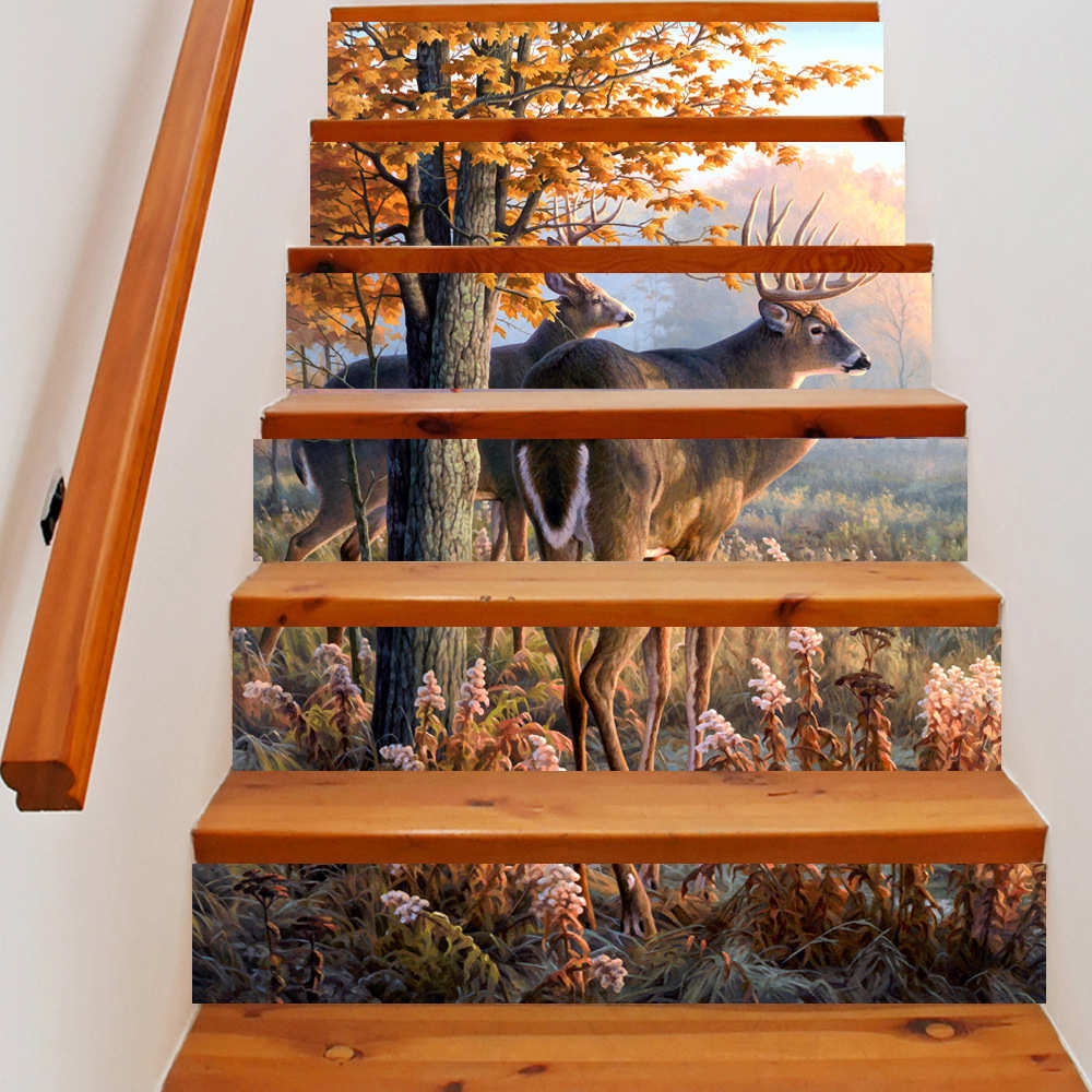 片3dpvc创式粘树林 瀑布 货源家居装饰6贴纸巨 楼梯自贴墙贴
