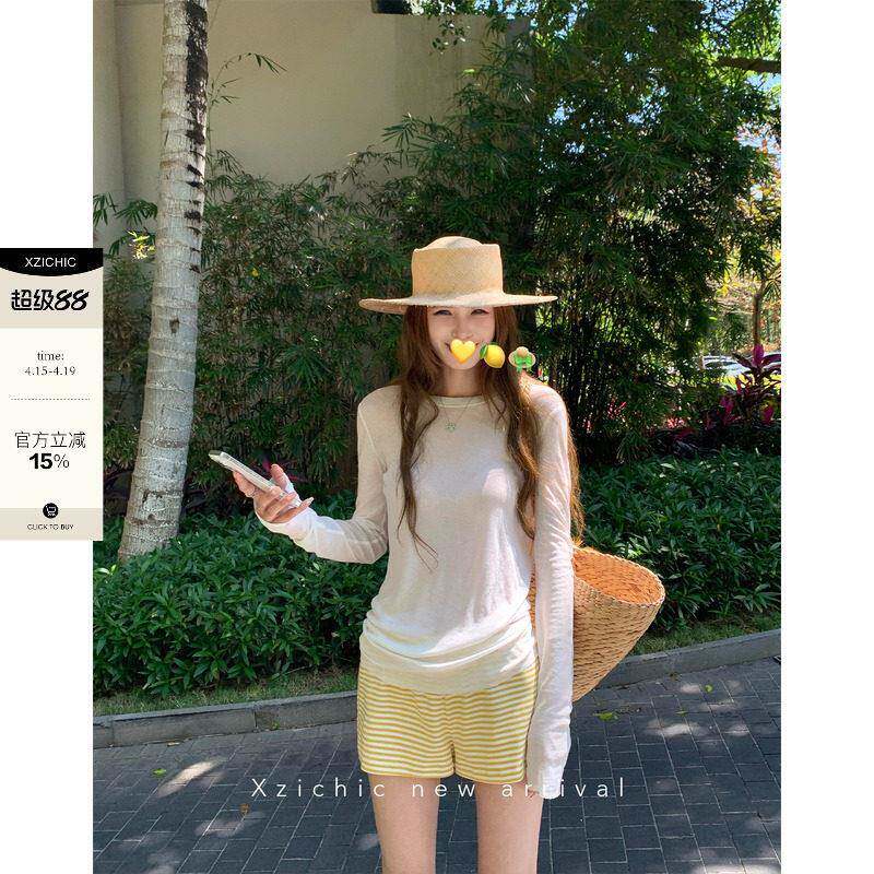 Xzichic律动街头经典条纹短裤女夏季百搭三分裤中低腰休闲裤子