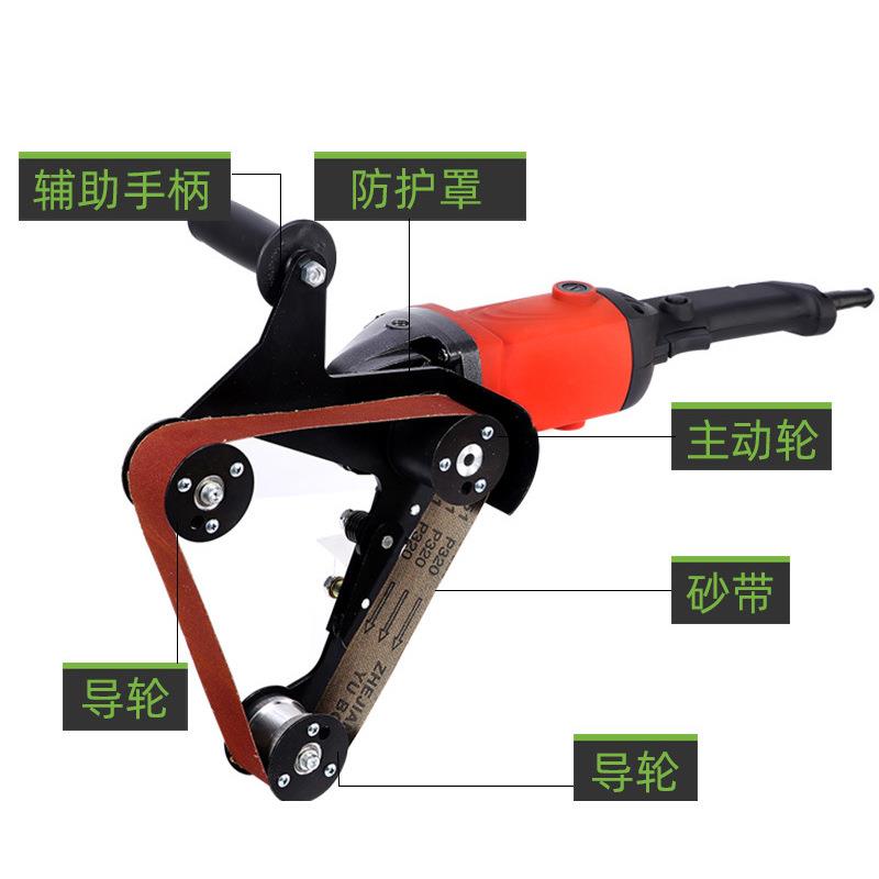 不锈钢圆管拉丝机抛光机打磨砂带机100型角磨机变砂带机改装配件图片
